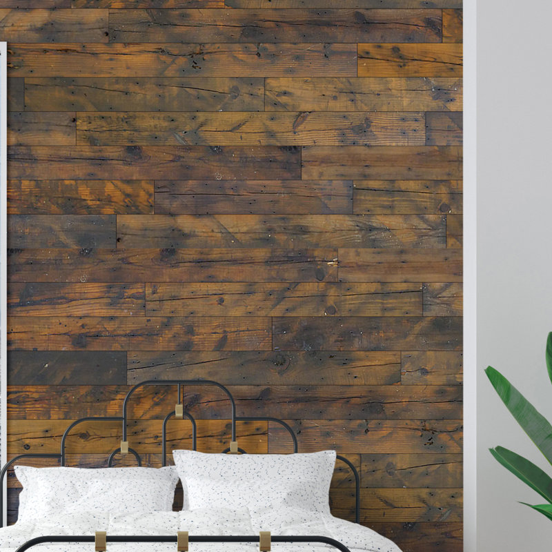 Novogratz 5.1" x 47" Reclaimed Peel and Stick Solid Wood Wall Panelling